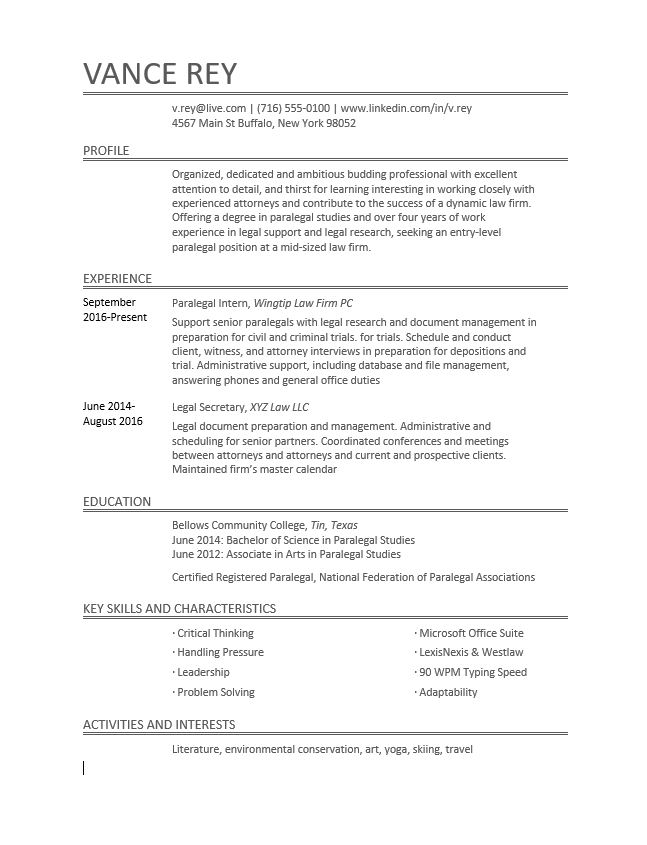 Paralegal resume